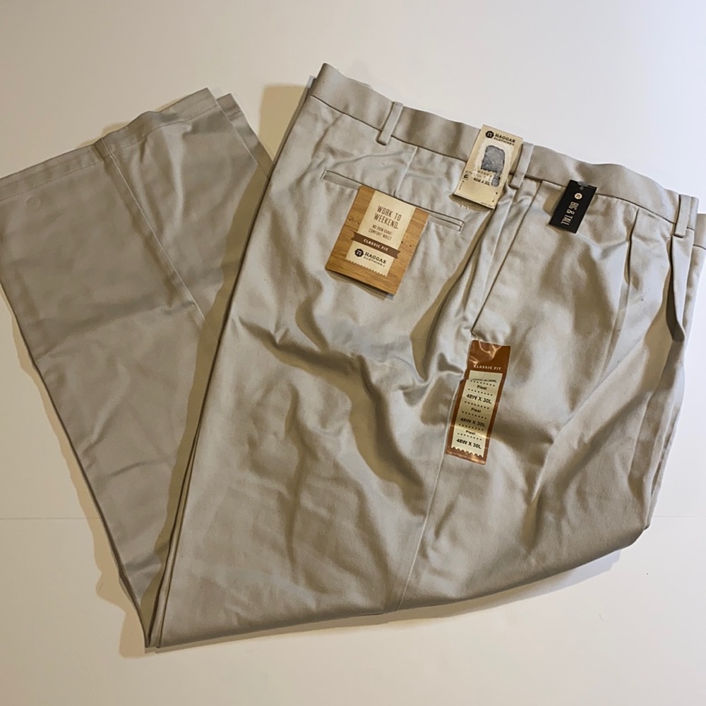Haggar SZ 58 x 32 Work to Weekend Pleated Khaki Pants New D31